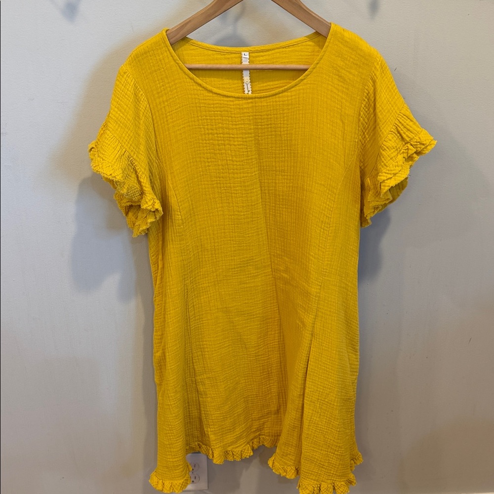 Uncle‎ Frank Yellow Ruffle Sleeve Dress Size Large